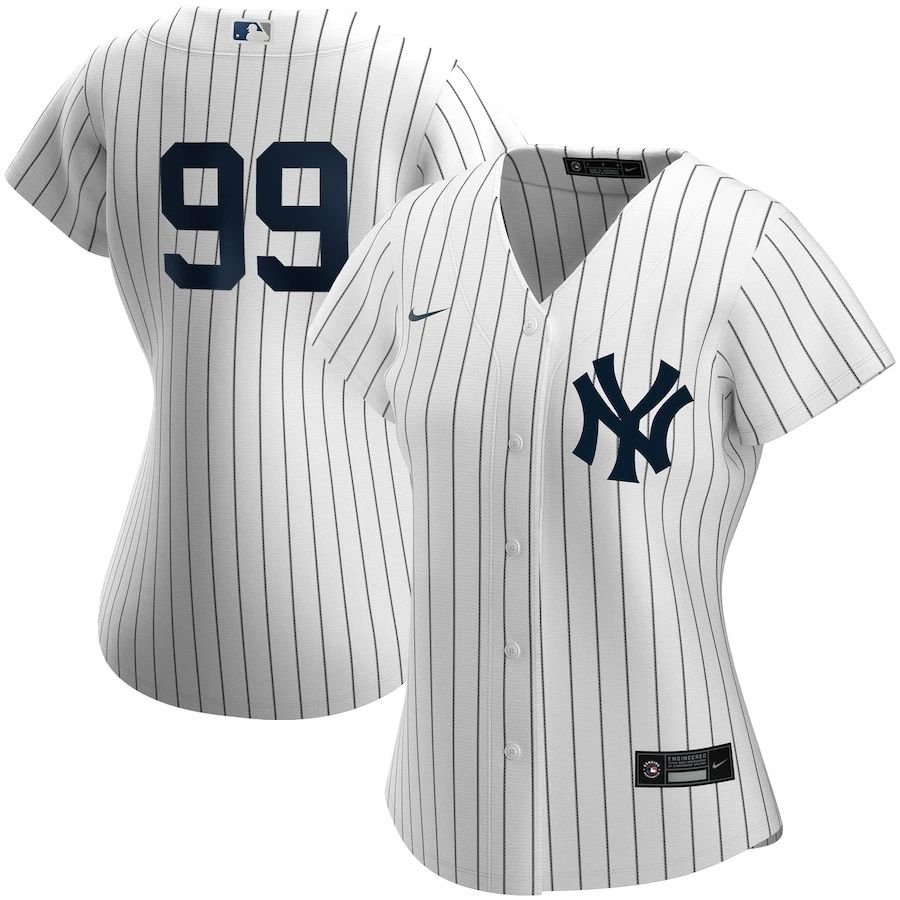 Womens New York Yankees #99 Aaron Judge Nike White Home Replica Player MLB Jerseys->women mlb jersey->Women Jersey